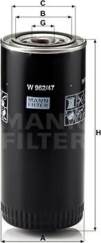 Mann-Filter W 962/47 - Масляный фильтр autospares.lv