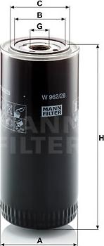 Mann-Filter W 962/28 - Масляный фильтр autospares.lv