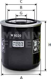 Mann-Filter W 9020 - Масляный фильтр autospares.lv
