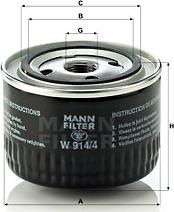 Mann-Filter W 914/4 - Масляный фильтр autospares.lv