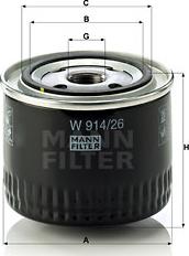 Mann-Filter W 914/26 - Масляный фильтр autospares.lv