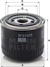Mann-Filter W 914/28 - Масляный фильтр autospares.lv