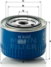 Mann-Filter W 914/2 - Масляный фильтр autospares.lv