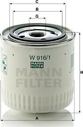 Mann-Filter W 916/1 - Масляный фильтр autospares.lv
