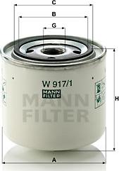 Mann-Filter W 917/1 - Масляный фильтр autospares.lv