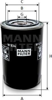 Mann-Filter W 934 - Масляный фильтр autospares.lv