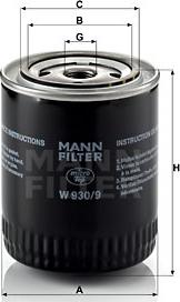 Mann-Filter W 930/9 - Масляный фильтр autospares.lv