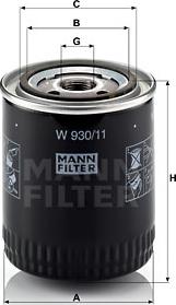 Mann-Filter W 930/11 - Масляный фильтр autospares.lv