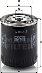 Mann-Filter W 930/12 - Масляный фильтр autospares.lv