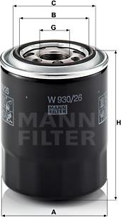 Mann-Filter W 930/26 - Масляный фильтр autospares.lv
