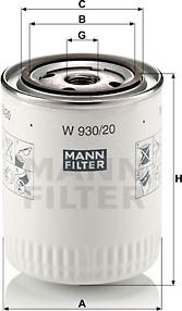 Mann-Filter W 930/20 - Масляный фильтр autospares.lv