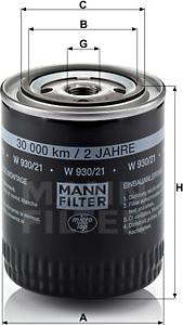 Mann-Filter W 930/21 - Масляный фильтр autospares.lv