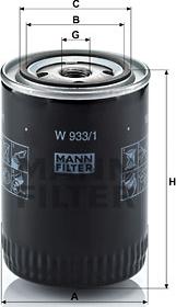 Mann-Filter W 933/1 - Масляный фильтр autospares.lv