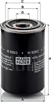 Mann-Filter W 929/3 - Масляный фильтр autospares.lv