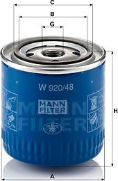 Mann-Filter W 920/48 - Масляный фильтр autospares.lv