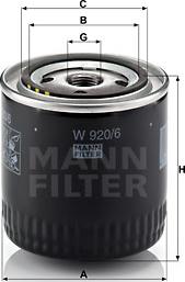 Mann-Filter W 920/6 - Масляный фильтр autospares.lv