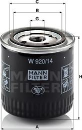 Mann-Filter W 920/14 - Масляный фильтр autospares.lv