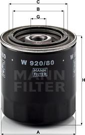 Mann-Filter W 920/80 - Масляный фильтр autospares.lv