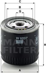 Mann-Filter W 920/7 - Масляный фильтр autospares.lv