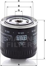 Mann-Filter W 920 - Масляный фильтр autospares.lv