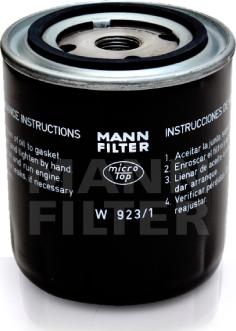 Mann-Filter W 923/1 - Масляный фильтр autospares.lv