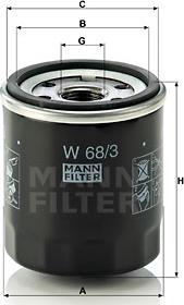 Mann-Filter W 68/3 - Масляный фильтр autospares.lv