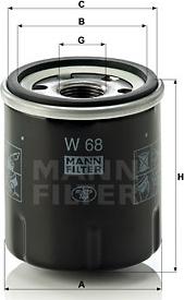 Mann-Filter W 68 - Масляный фильтр autospares.lv