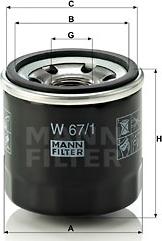 Mann-Filter W 67/1 - Масляный фильтр autospares.lv