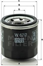 Mann-Filter W 67/2 - Масляный фильтр autospares.lv