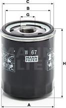 Mann-Filter W 67 - Масляный фильтр autospares.lv