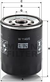 Mann-Filter W 1140/5 - Масляный фильтр autospares.lv