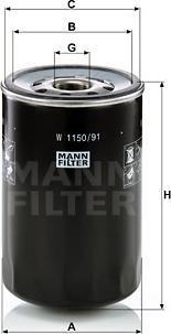 Mann-Filter W 1150/91 - Фильтр, система рабочей гидравлики autospares.lv