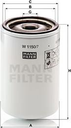 Mann-Filter W 1150/7 - Масляный фильтр autospares.lv