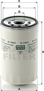 Mann-Filter W 1160/2 - Масляный фильтр autospares.lv