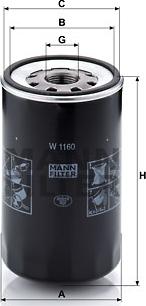 Mann-Filter W 1160 - Масляный фильтр autospares.lv
