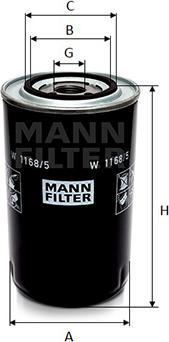 Mann-Filter W 1168/5 - Масляный фильтр autospares.lv