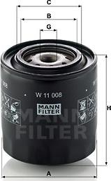 Mann-Filter W 11 008 - Масляный фильтр autospares.lv