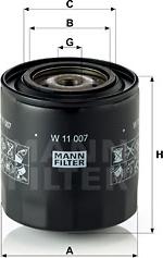 Mann-Filter W 11 007 - Масляный фильтр autospares.lv