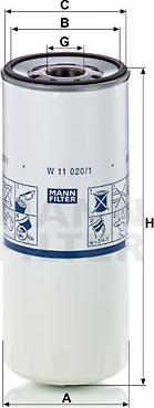 Mann-Filter W 11 020/1 - Масляный фильтр autospares.lv