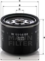 Mann-Filter W 1114/80 - Масляный фильтр autospares.lv