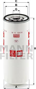 Mann-Filter W 11 102/16 - Масляный фильтр autospares.lv