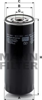 Mann-Filter W 11 102/1 - Масляный фильтр autospares.lv