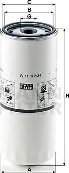 Mann-Filter W 11 102/34 - Масляный фильтр autospares.lv