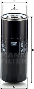 Mann-Filter W 11 102/7 - Масляный фильтр autospares.lv