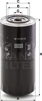 Mann-Filter W 1170/15 - Масляный фильтр autospares.lv