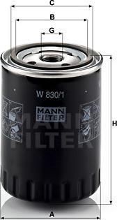 Mann-Filter W 830/1 - Масляный фильтр autospares.lv