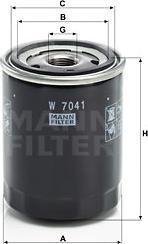 Mann-Filter W 7041 - Масляный фильтр autospares.lv