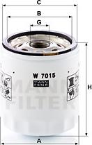 Mann-Filter W 7015 - Масляный фильтр autospares.lv