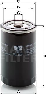 Mann-Filter W 719/4 - Масляный фильтр autospares.lv