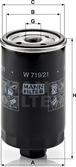 Mann-Filter W 719/21 - Масляный фильтр autospares.lv
